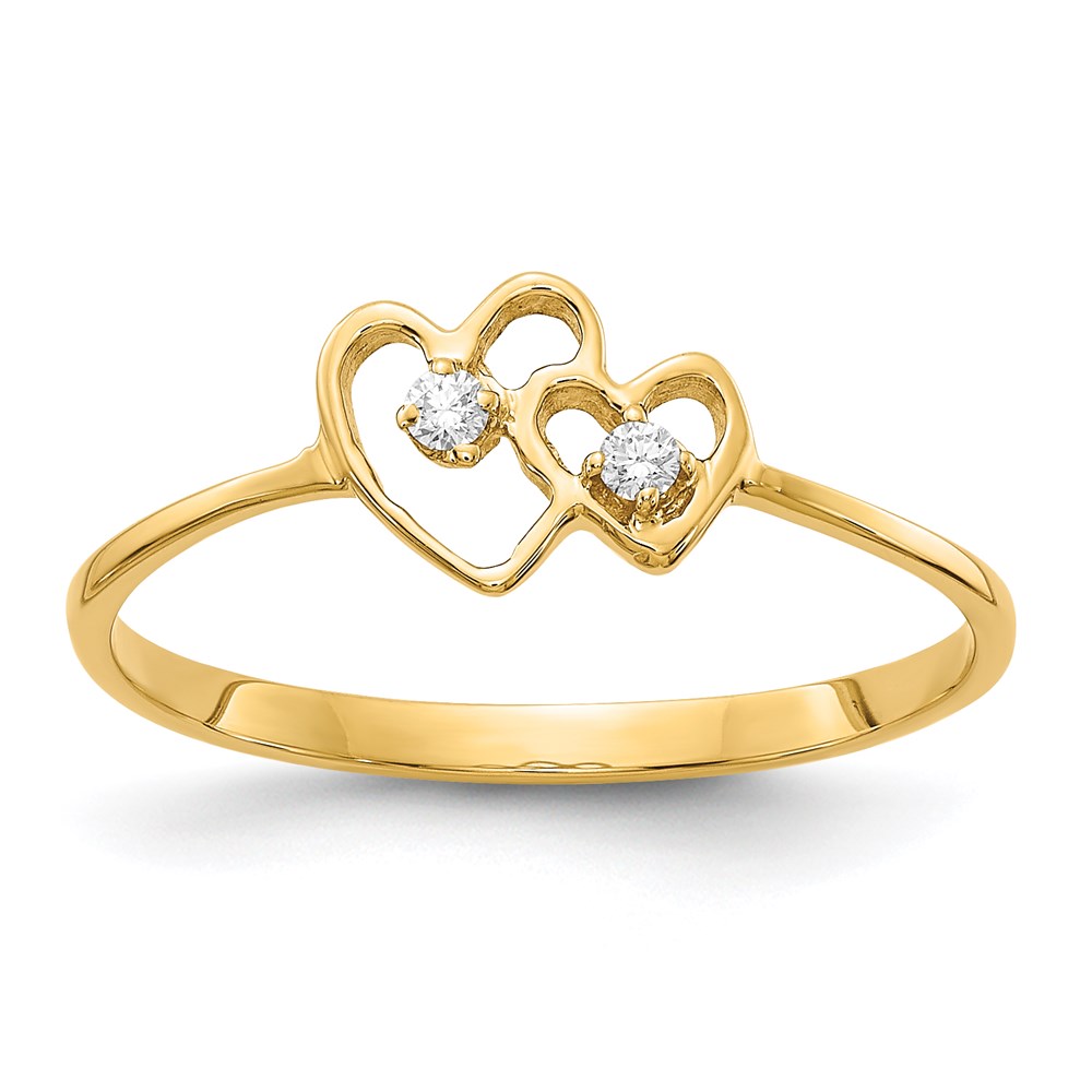 Solid 14k Yellow Gold Diamond heart Ring Band Size 6 (.03 cttw ...