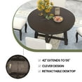 thumbnail image 6 of Aukfa Dining Table for 4-6, 42"-58" Extendable Round Kitchen Table with 16" Rustic Drop Leaf for Dining Room/Living Room, Espresso, 6 of 8