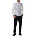 thumbnail image 2 of INSPIRE CHIC Men's Vest V-Neck Slim Fit Double-Breasted Party Disco Prom Nightclub Sequin Vest S Silver, 2 of 5