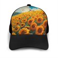 thumbnail image 3 of Naloa Clear Sky Sunflower Adult adjustable Print Baseball Hat, Patchwork curved brim baseball capfor Men and Women, One Size, 3 of 5