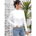 thumbnail image 5 of Women's Turtleneck Long Sleeve Shirts Casual Basic T Shirts Lightweight Base Layer Solid Slim Fit Tops, 5 of 6