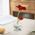 thumbnail image 2 of DefiDgd Crystal Flower Four-Leaf Clover Figurine with Clear Base,Decorative Flowers for Tabletop Bookshelf Home Collectibles Decor,Fortunate Flower Gifts for Mom Girlfriend Women(Red), 2 of 6