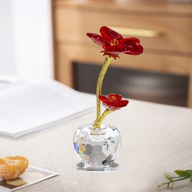 Adornos para el Día de San Patricio, adorno de cristal de la suerte, adorno de escritorio, adorno de cristal decorativo, flores de trébol de cristal, regalo de la suerte para un amigo.