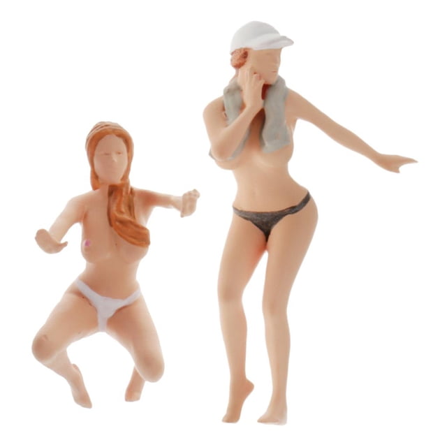 2Pcs Beach Girl Figurine for 1/64 Models Auto Show Diorama Micro Landscape Zulema Figuras en miniatura