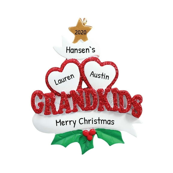 Personalized Grandparents Christmas Ornament 2024 2 Grandkids Name 1 Count - Ornaments by Elves