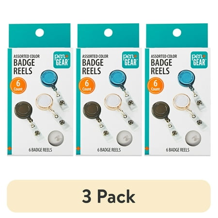 (3 pack) Pen+Gear Retractable Badge Reels, Assorted Colors, 6 Count