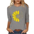 thumbnail image 2 of Ailaofu Women's Summer Sunflower T Shirt Cute Flower Graphic Loose Tees Crew Neck 3/4 Sleeve Casual Tops, 2 of 6
