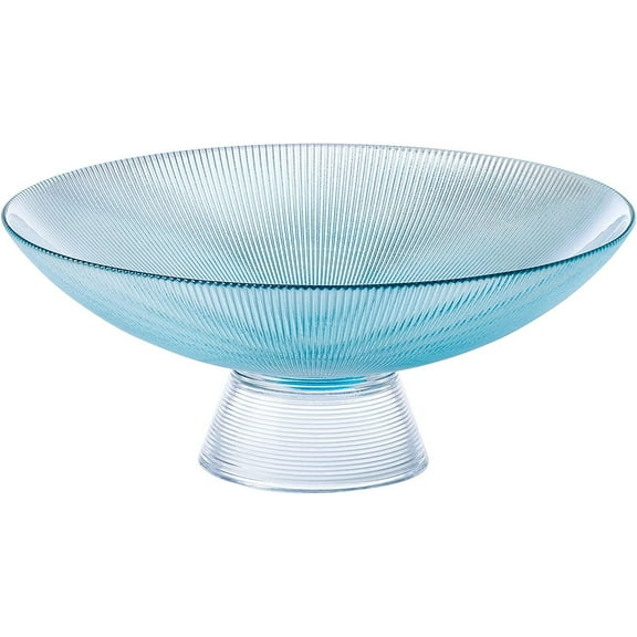Stripe Pattern Glass Bowls for fruit snacks salads candies (Light Blue, Medium)
