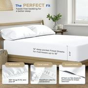 THREAD SPREAD 100% Cotton Queen Bed Sheets - Luxury 400 Thread Count Bed Sheets Queen Size (4 PC, White), Silky Soft Cooling Sateen Hotel Sheet Set