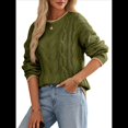thumbnail image 1 of Suéteres de Punto Grueso para Mujer, de Cuello Redondo, Larga y Bloques de Color, para Otoño e Invierno. Color Oliva M, 1 of 10