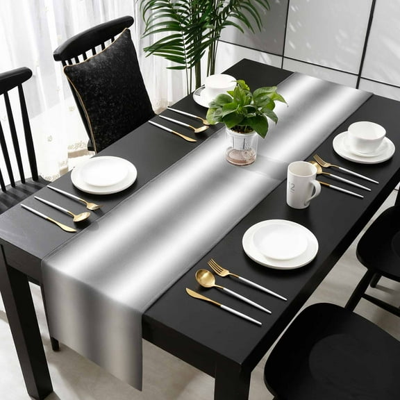 Grey White Cotton Linen Small Table Runner 13 x 60 inch Gray Farmhouse Modern Rustic Non-slip Rectangular Dining Table Decor for Wedding Party Holiday Dinner
