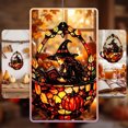 thumbnail image 5 of Halloween Witch Suncatcher Ornament,Stained‑Glass Style Teacup Witch Hanging Window Decorative for Window Porch Holiday Accent, 5 of 7