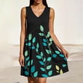 thumbnail image 5 of Plus Size Sun Dresses for Womens 2026 Fashion Summer Printed V Neck Sleeveless Loose Ruched Knee-Length Dress, 5 of 8