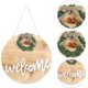 thumbnail image 4 of Welcome Door Sign with Logo, Wreath, Porch Decor, Wooden Pendant with Artificial Green Plants and Arches, Suitable for Villa Facade, Farmhouse, Yard, 4 of 5