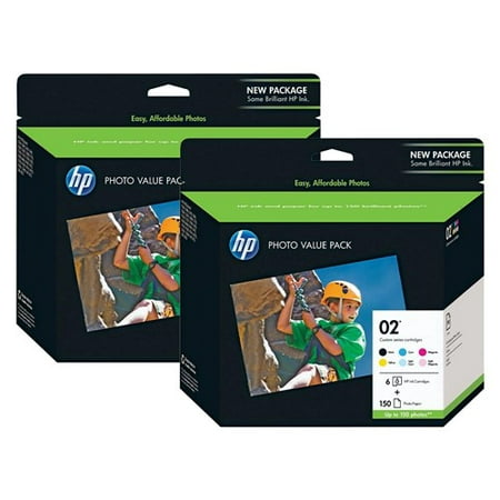HP 02 Series Value Pack -150 sht/4 x 6 in Original Ink Cartridges