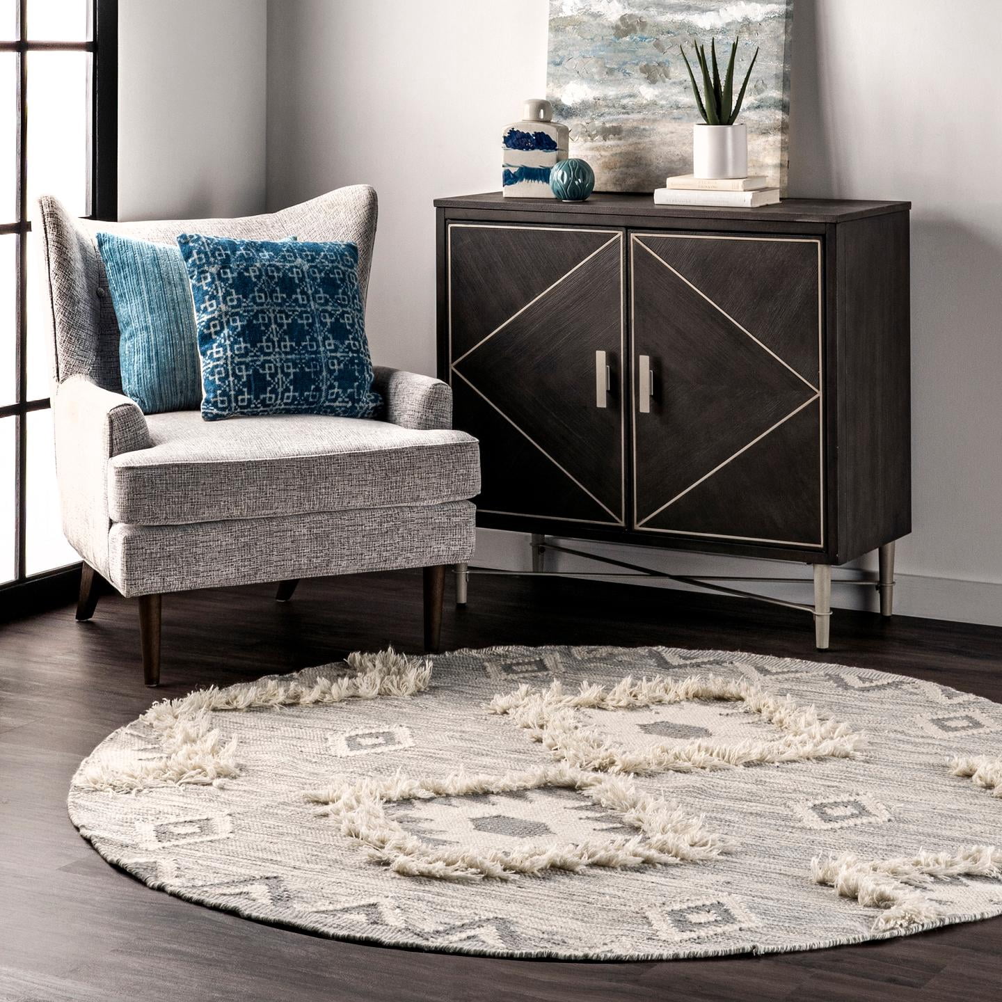 nuLOOM Savannah Moroccan Fringe Area Rug, 6' x 9', Light Gray