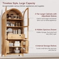 thumbnail image 5 of Tall Arched Kitchen Pantry Cabinet with Door Shelves, Farmhouse Kitchen Storage Cabinet with Open & Adjustable Shelves, Hidden Drawer & Glass Door, Cupboard for Kitchen, Dining Room, Natural, 5 of 27