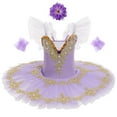 thumbnail image 6 of OBEEII Little Girls Ballet Dance Leotard Sequins One-Piece Ballet Dresses Ruffle Tutu Ballerina Dance Outfits with Accessories, 6 of 8
