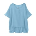 thumbnail image 6 of Endives Women's Summer Short Sleeve Solid Casual Loose Linen Top T-Shirts for Women, 6 of 7