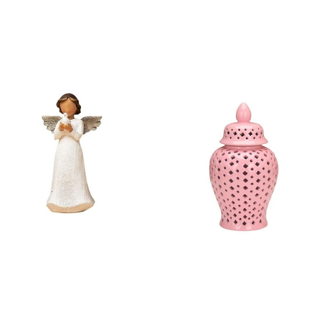 Escultura De Resina De Querubín Con Paloma Y Jarrón Floral De Porcelana Para Decoración De Sala De Estar, Escritorio, Fiesta Y Regalo Navideño.