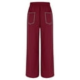 thumbnail image 5 of zaveiop Barrel Sweatpants Women High Waisted Wide Leg Lounge Pants Casual Fall Drawstring Contrast Patchwork with Pockets (Z-Wine, M), 5 of 5