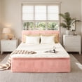 thumbnail image 4 of Ovios Queen Size All-in-One Floor Bed in a Box, 16.7" Upholstered Compressed Foam Mattress with Headboard, No Assembly Required, Pink, 4 of 8