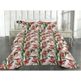 thumbnail image 2 of Ambesonne Flowers Quilted Bedspread Set 3 Pcs, Peruvian Lily Ornament Art, Queen, Dark Coral and Green, 2 of 4