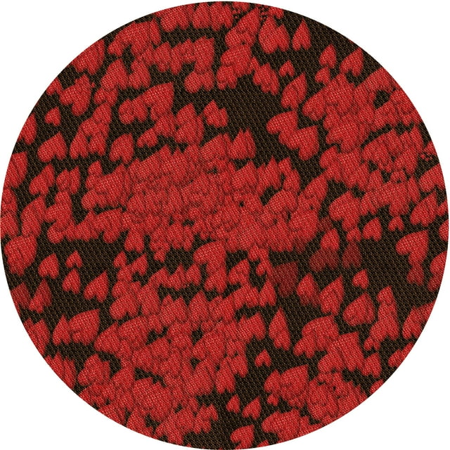 Ahgly Company Tapis d'Intérieur Ronds Transitionnels Lavables à la Machine, Rouge Safran, 6 Pieds Rond