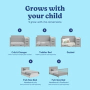 Graco Hadley 5-in-1 Convertible Baby Crib and Changer with Drawer, Pebble Gray