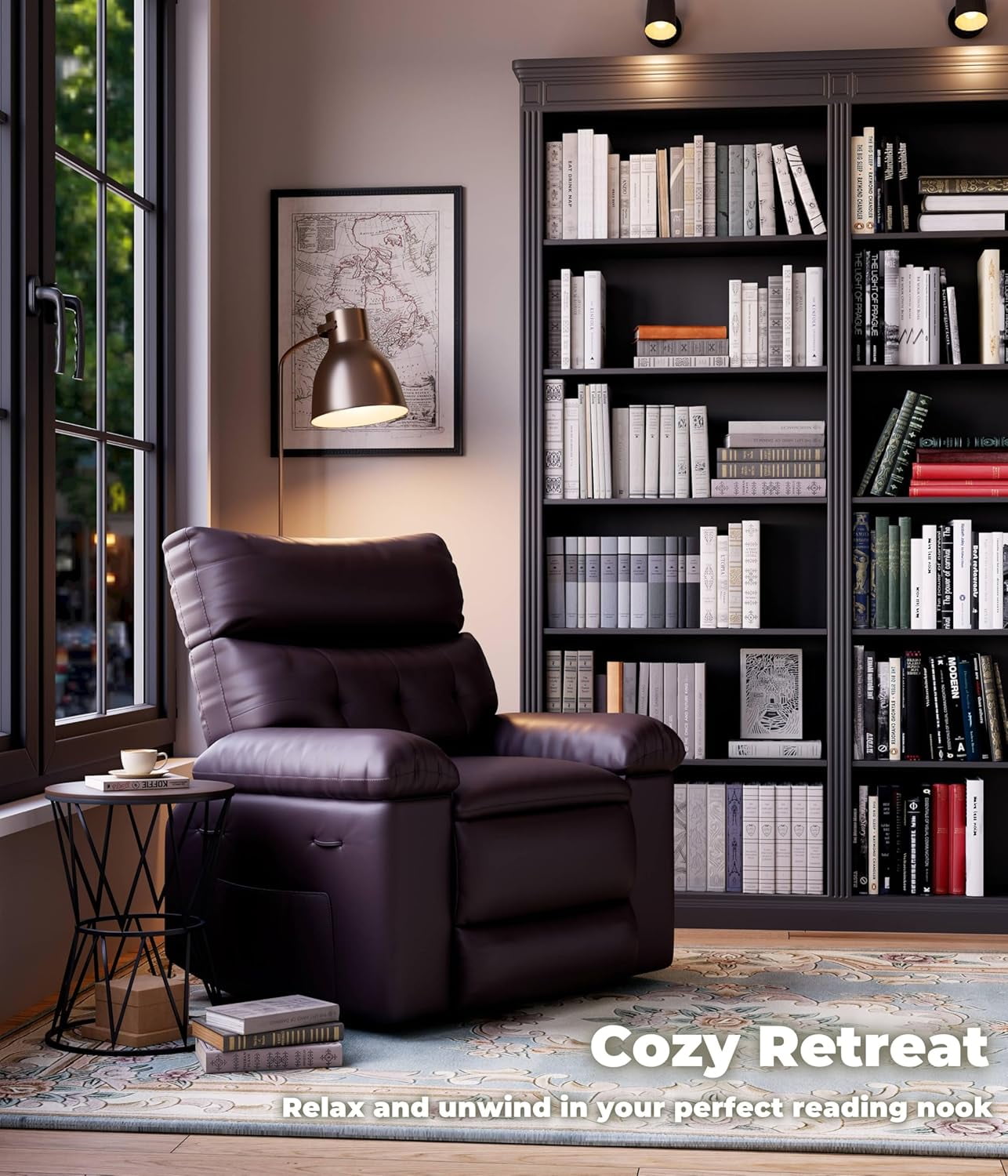 Oversized Recliner Chair - Faux PU Leather Large Manual Recliner for Adults, Exceptional Comfort Lazy Chair with 1.5X Sponge Filling and Easy Recline Mechanism for Relaxation