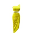 thumbnail image 6 of ZToonmas Women's One Shoulder Crop Top and Slit Midi Skirt Set 2 Piece Ruched Twist Knot Outfit for Night out and Parties, 6 of 9