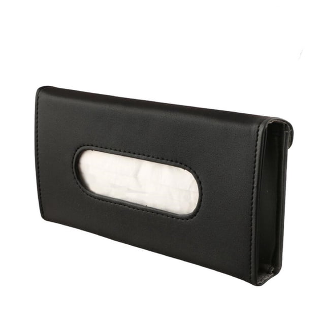 Car Tissue Holder PU Leather Sun Visor Napkin Box Hanging Organizer for Auto Paper Storage