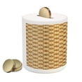 thumbnail image 2 of Earth Tones Piggy Bank, Fleur de Lis Classic Victorian Feminine Retro Spiral Floral Swirl, Ceramic Coin Bank Money Box for Cash Saving, 3.6" X 3.2", Beige Pale Caramel, by Ambesonne, 2 of 4