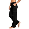 thumbnail image 2 of Zulora Women's Cargo Yoga Pants High Waist Stretchy Waistband Loose Straight Leg Casual Workout Trousers with Side Pockets, 2 of 10