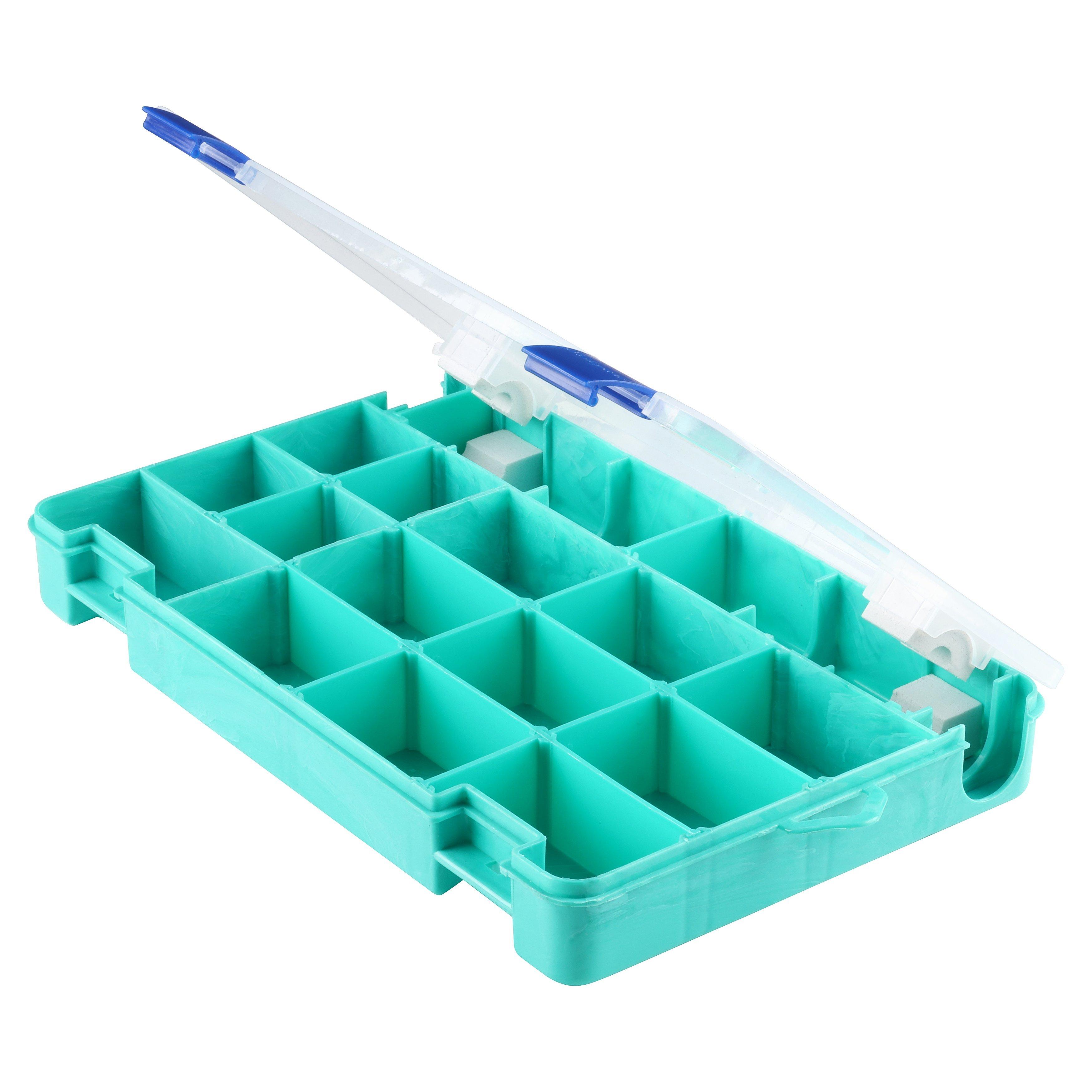 Shakespeare Tackle Box, 4-Pack, Adjustable Dividers, Green Swirl