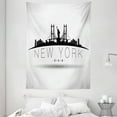 thumbnail image 1 of NYC Tapestry, New York USA Calligraphy with Brooklyn Bridge Liberty Statue Silhouettes, Wall Hanging for Bedroom Living Room Dorm Decor, 60W X 80L Inches, Pale Grey Charcoal Grey, by Ambesonne, 1 of 2