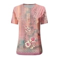 thumbnail image 2 of Birdeem Fashion Women Round Neck Short Sleeve Print Button Pocket Casual Tops, 2 of 4