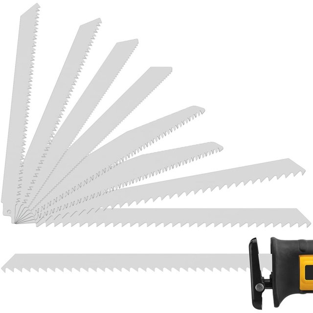 8Pcs Reciprocating Saw Blade 9/12 Inch 8/12/3TPI Stainless Steel Saw Blade Sharp Wear Resistant Fast Cutting Saw Blade for Cutting Frozen Food Meat Bone