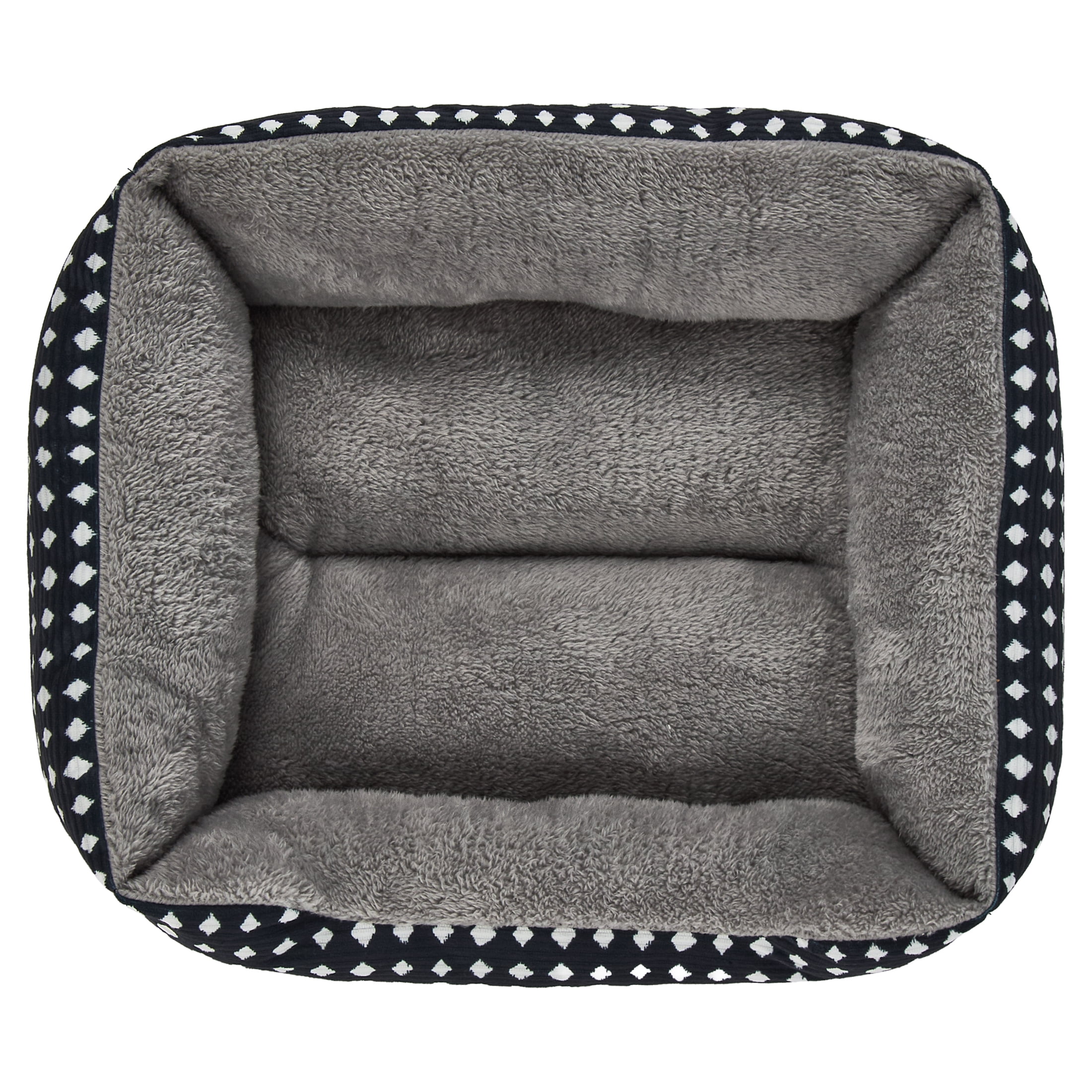 Vibrant Life Small Cuddler Pet Bed, Black and White Diamonds, 19" x 15"