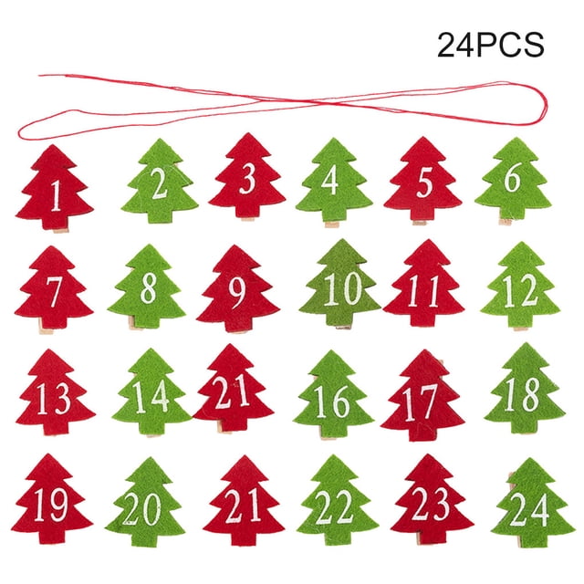 Inteprter 2020 nuevo 24 unids/set Clip para fotos ropa papel fotográfico abrazadera de con número adornos navideños para el hogar Kits de decoración para fiestas árbol de Navidad Inteprter HA001585-02