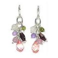 thumbnail image 2 of Sterling Silver Gemstone Beaded Hook Earrings with Cherry Quartz Briolette Drops, 2 of 2