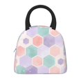 thumbnail image 3 of YFYANG Portable Waterproof Insulated Lunch Bag, Watercolor Honeycomb Shape Pattern Reusable Cooler Bag / Picnic Bag for Adults Teens, 3 of 9