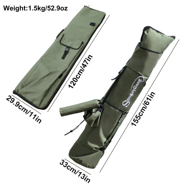 Sougayilang Canvas Rod Case Organizer Pole Storage Bag Fishing Rod and Reel  Carrier for Travel 