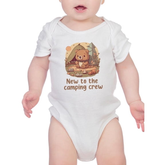 New To Camping Crew Baby Bear Bodysuit Infant -Smartprints Designs, Unisex Regular Fit