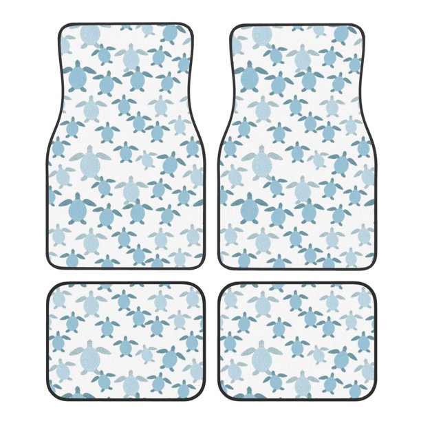 Fotbe Hand Drawn Turtle Juego de 4 Tapetes para Auto con Estampado – Alfombrillas de Goma Reforzada, Diseño Antideslizante, Protección para Todo el Año – Vehículos, Autos, Camionetas y SUVs