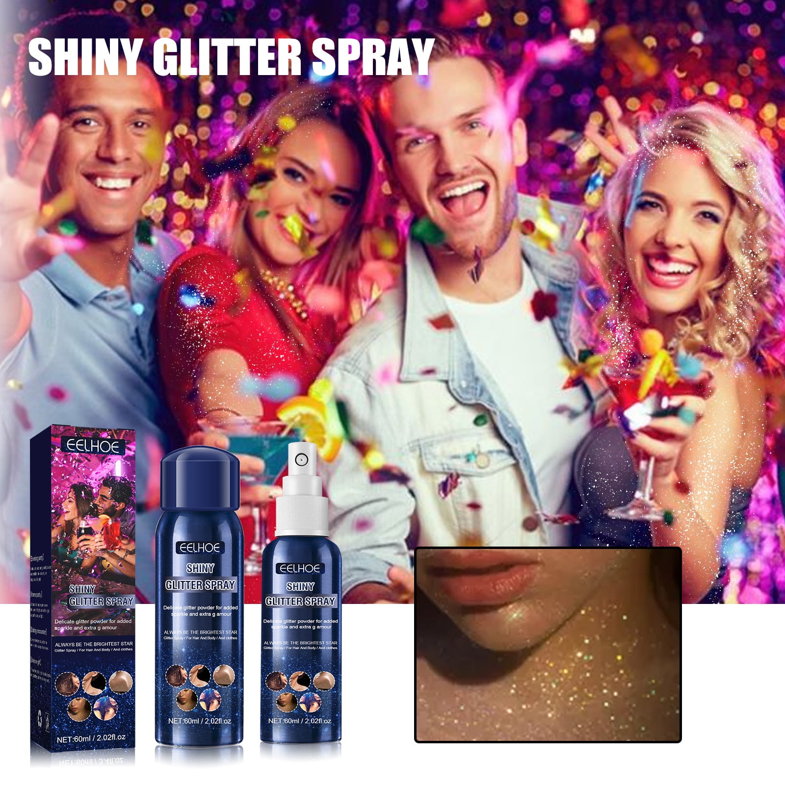 Shiny Glitter Spray Body Glitter Spray, Hair Glitter Spray Glitter