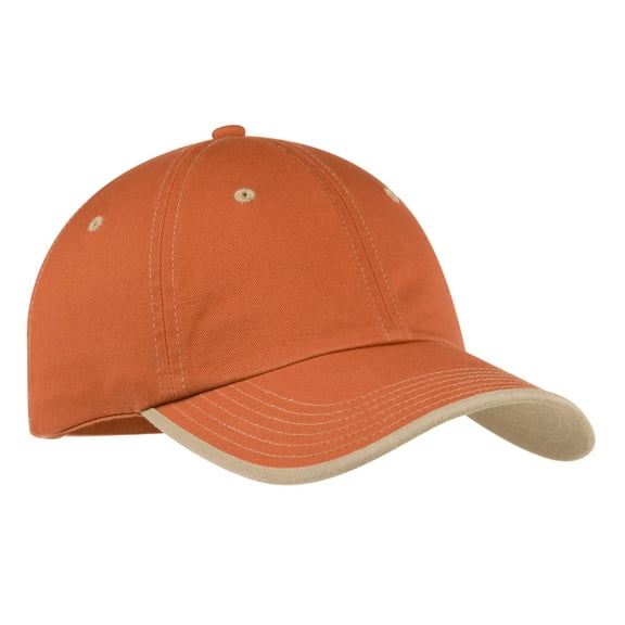 Port Authority Vintage Washed Contrast Stitch Cap-One Size (Burnt Orange/Light Sand)