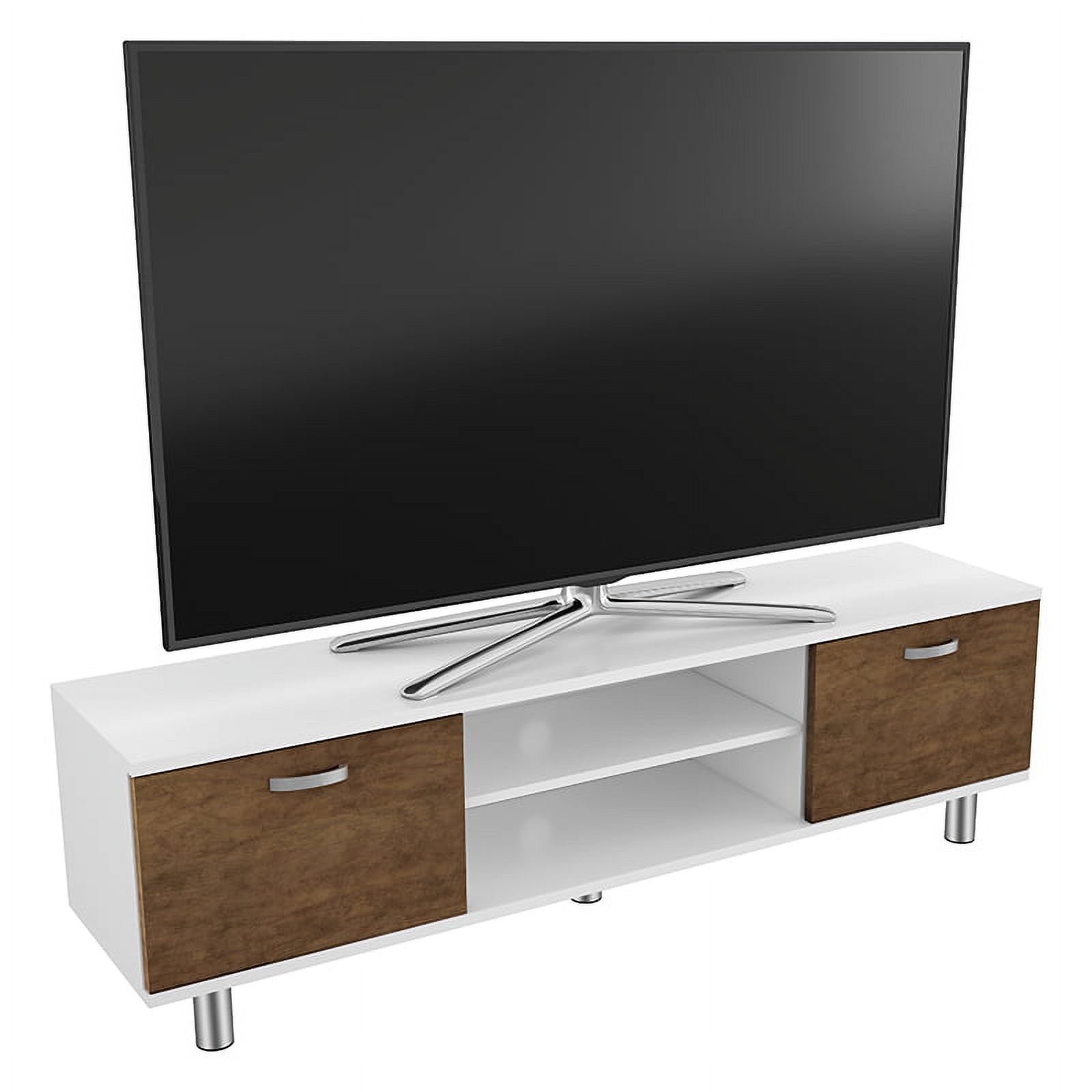 FS1500MAHW-A TV Stand for TVs 32”, 37”, 39”, 40”, 42”, 46”, 47”, 50”, 52”, 55”, 58”, 60”, 65”, White Finish, plus Walnut Finish Doors, Includes Cable Management. - image 3 of 3