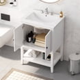 thumbnail image 2 of 24" Modern Bathroom Vanity with Ceramic Sink, Multi-Functional Bathroom Cabinet With 2 Doors And Open Shelf, Wood Single Sink Cabinet For Small Bathrooms, 2 of 9