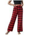 thumbnail image 3 of Hessimy Boys Plaid Pants Girls Boys Printed Plaid Pants With Pockets Drawstring Elastic Waist Plaid Pants For Christmas For Family Matching Sweatpants (Red,10-11 Years), 3 of 9